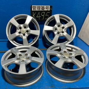 〈K495〉ホイール4本セット　GRASS 15インチ6J オフセット+43 PCD5H100 ハブ73mm ボルト穴13mm