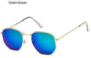 サングラス メガネ グラサン 伊達メガネ UV400 紫外線カット 日焼け対策 男女兼用 ゴールド 目の保護 メンズ レディース　ブルー 1