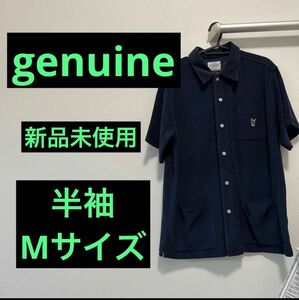 genuine 半袖　ボタン有り　新品未使用　シャツ　コムドット　紺　50%OFF