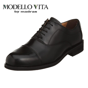 ▲MODELLO VITA モデーロ ビータ ストレートチップ ビジネス 革靴 幅広 撥水 4E VT5574 ブラック 24.5cm (0910010517-bk-s245)