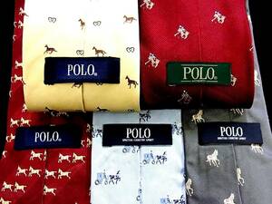 ♪DM8922♪【全USED並 ５本セット】【POLO】」全同ブランド【全キャラ柄】♪【馬】ネクタイ♪