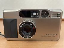 QW1732 CONTAX T2 Carl Zeiss Sonnar 2.8 /38 コンタックス フィルムカメラ チタンシルバー 動作確認済 送料520円 0613_画像1