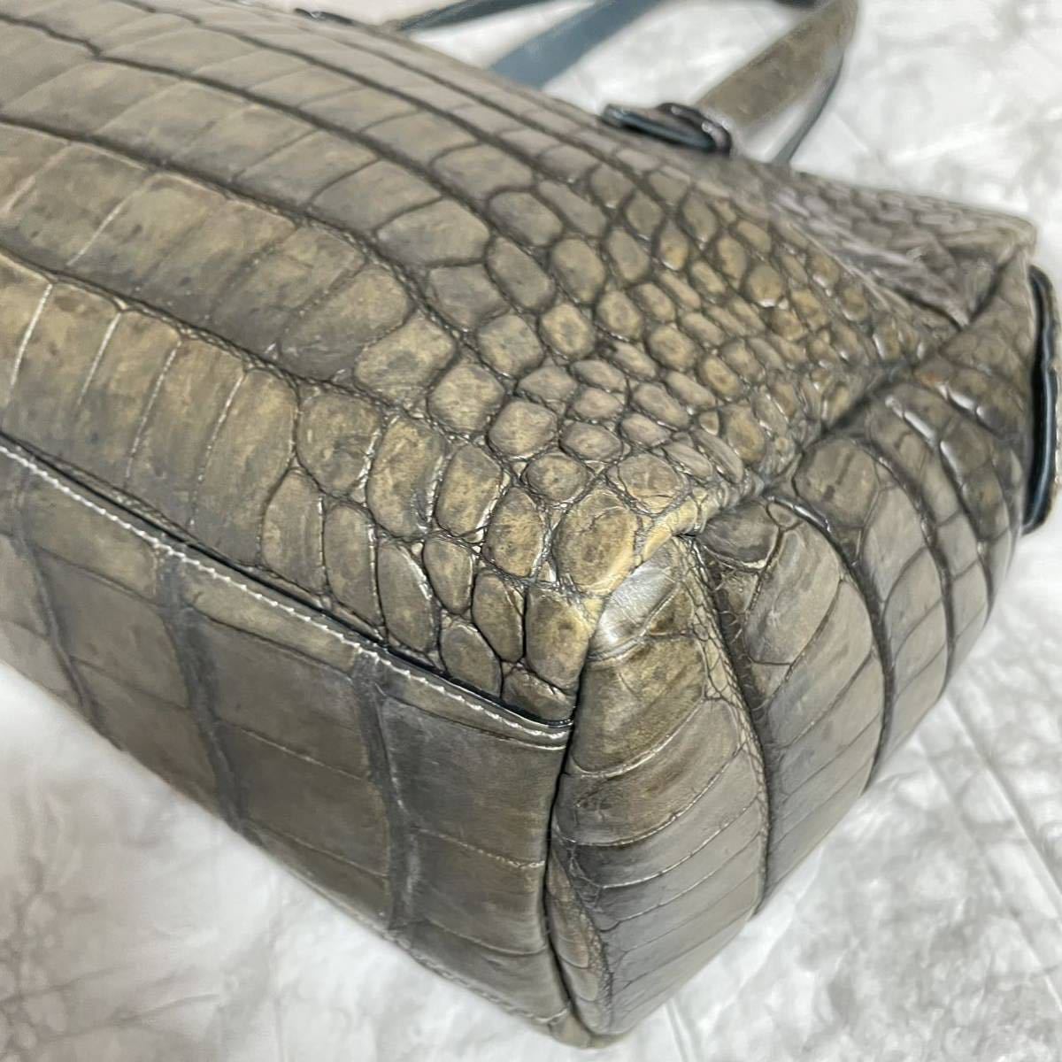 ○2点セット○クロコダイル ワニ革 エキゾチックレザー トートバッグ