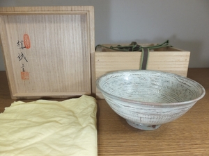 *[ genuine work guarantee ]... original work Mishima .. tea cup .... collector discharge goods (. sequence .. sea Gou cheap higashi . person . pillar ) Urasenke tea utensils Korea 