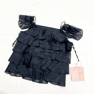 1072◎ ③ 定価 1万7千 新品未使用 日本製 boutique NICOLE ブティック ニコル トップス フリル カットソー ブラック レディース40