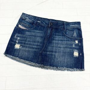 1059◎ DIESEL ディーゼル パンツ ボトムス スカート タイト ミニ丈 デニム ダメージ 加工 ジップフライ レディース29