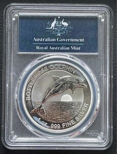 2019年 オーストラリアバンドウイルカ-ドルフィン 1ドル銀貨 PCGS MS 69first strike 