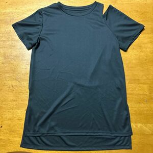 GU レディース スポーツ Tシャツ 半袖 肩出し 黒 M オーバーサイズ ランニング 部活 トップス