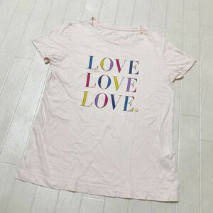 3589☆ kate spade NEWYORKE ケイトスペード トップス 半袖Tシャツ クルーネックTシャツ レディース XS ピンクペーシュ