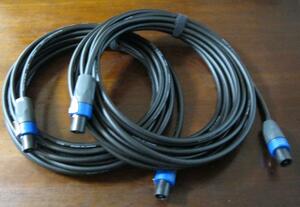 [2 шт. комплект ]PA для спикер-кабель 15m(4S8) чёрный с ремешком разъем спикон specification 