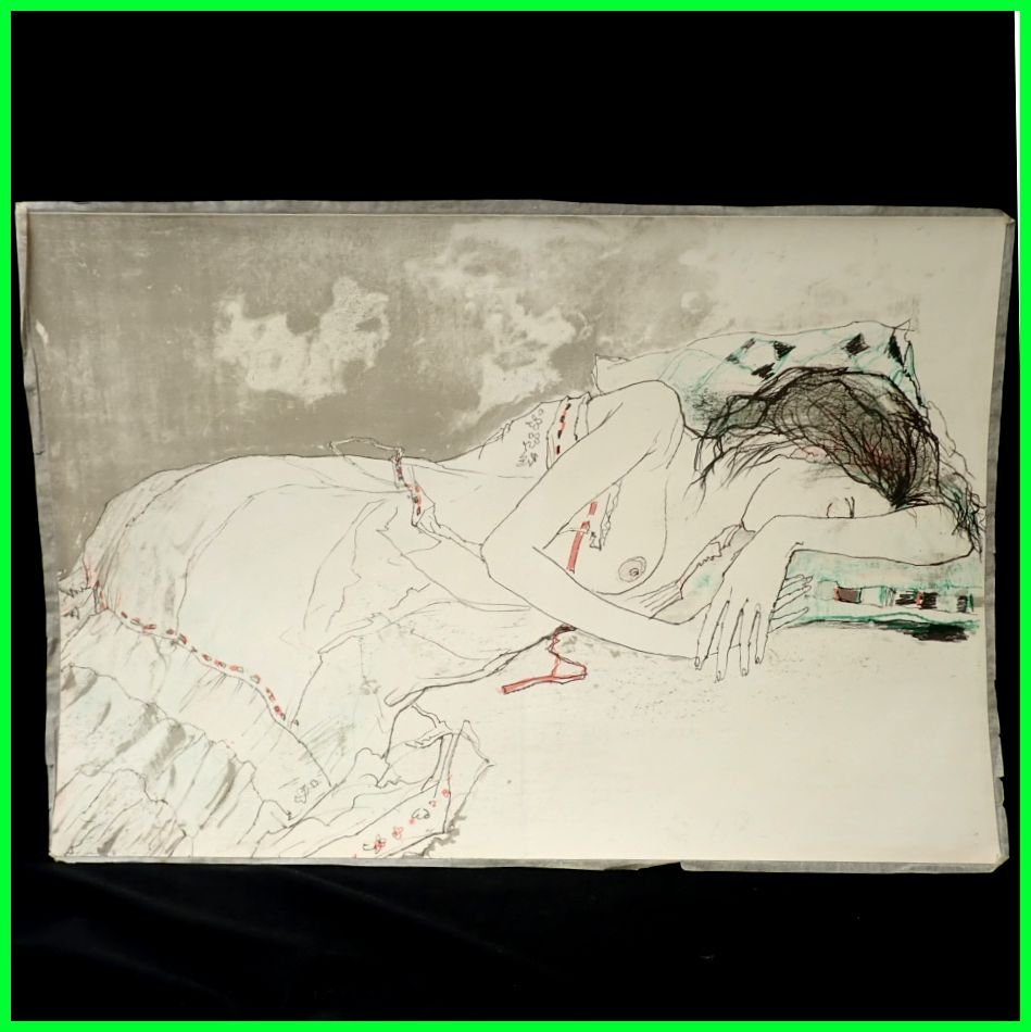 ジャン・ジャンセンのリトグラフ額絵「泣く女」-
