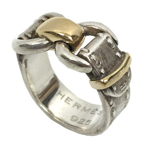 HERMES Hermes ремень комбинированный кольцо #51 11 номер AG925×K18 Vintage античный aq7950
