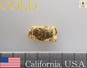 トレジャーG) 【セレクト 1粒】 アメリカ カリフォルニア産 自然金 約2mm　　(ゴールド ナゲット 原石 砂金) [St-GUC5-1aj]