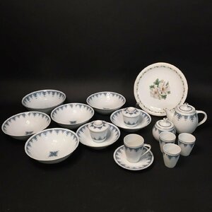 FG0619-14-3-4 Noritake ノリタケ ティーポット カップ＆ソーサー 丸皿 蓋付き ボウル シュガーポット 花模様 日本製 W26.5cm 100サイズ