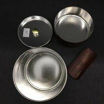 FG0620-17-3-4 秋田角館 樺細工 桜皮細工 菓子器 茶筒 工芸品 木工 T商標登録 6-122840号 20×20cm(盆) 口径8cm H9.5cm(筒) 80サイズ_画像7