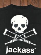 ジャッカス クルー ＪＡＣＫＡＳＳ ＣＲＥＷ Ｔシャツ Ｍ 黒 ブラック ＭＴＶ スカル ドクロ クロス松葉杖_画像1