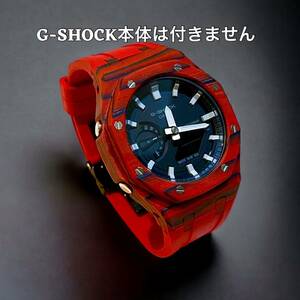 g-shockカスタムG-SHOCK GA-2100用 ベゼル＋ラバーベルトセット カシオーク Gショック　レッドカーボン