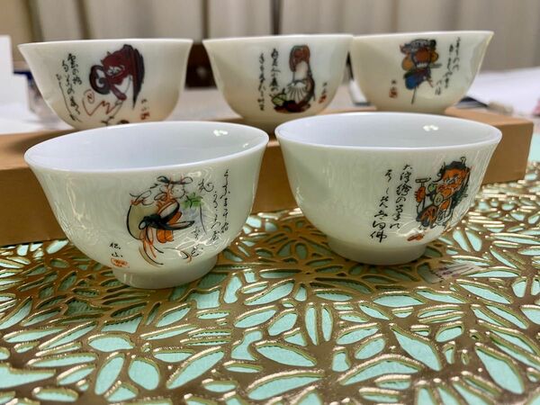 大津絵陶器　5客セット　滋賀県観光推奨土産品