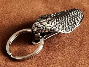  double ring attaching brass made Cobra key holder ( silver ). main charm pendant top ... key ring key hook two -ply can 