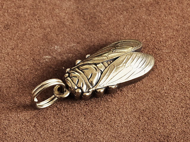 Brass Cicada Keychain Cicada Insect Wings Ornament Cicada Interior Key Chain Gold Double Ring Brass Animal Goods Brass, miscellaneous goods, key ring, handmade