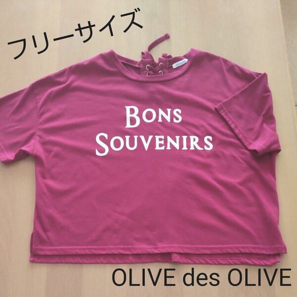 OLIVE des OLIVE　Tシャツ　編上げバックリボン