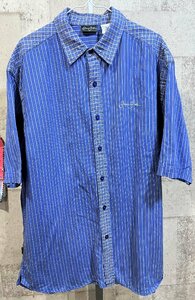 90'S-00'S Sean John short sleeves shirt XL big size stripe check Sean John hip-hop 