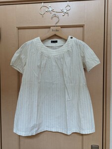  size M* lady's * Ferrie simo* unbleached cloth stripe smock shirt * shoulder button * postage included 
