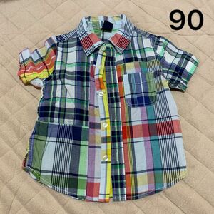 90 baby GAP 18〜24months 半袖　シャツ　チェック　カラフル　 チェック柄 半袖シャツ チェックシャツ