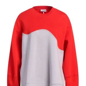 【GANNI/ガニー】スウェット トレーナー ロゴ入り 切替え 新品 タグ付 長袖 クルーネック Crewneck