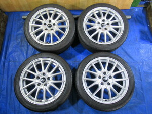 激安即決！美品 SCHNEIDER 17-7J 5H/114.3 ET48 + 215/45R17 中古4本！アクセラ ステップＷ ストリーム ノア ヴォクシー アイシス T007193