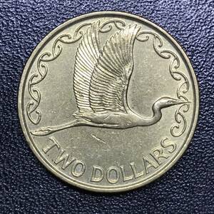 ★世界 海外 外国 コイン 硬貨！1990年！ニュージーランド 2ドル 1枚！エリザベス2世 白サギ Kotuku！★管理番号1780