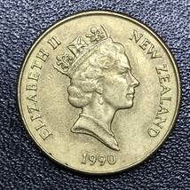 ★世界 海外 外国 コイン 硬貨！1990年！ニュージーランド 1ドル 1枚！エリザベス2世 kiwi(キウィ)国鳥！★管理番号1801_画像2
