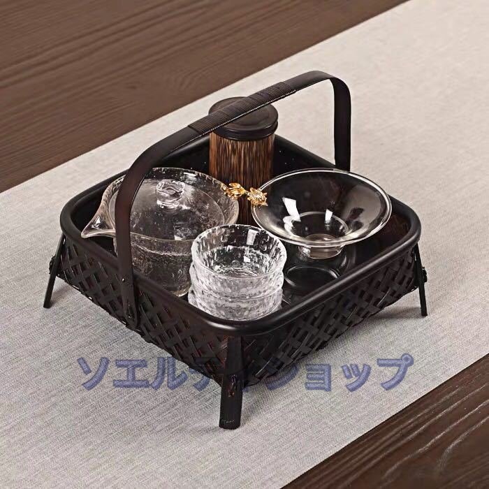 M802☆新品バスケット 収納かご 竹籠 手編み 収納箱 小物入れ 茶道 茶