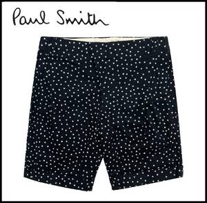 Paul Smith ポールスミス STAR PRINT SHORTS 星柄 総柄 タック ハーフ ショート パンツ ショーツ トラウザー スラックス 短パン 黒 M