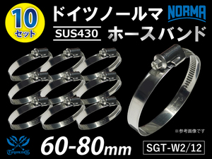 【10個セット】ドイツ ノールマ ホースバンド SUS430 耐熱 ホースバンド W2/12 60-80mm 幅12mm 汎用品