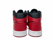 20年製 NIKE (ナイキ) AIR JORDAN 1 MID BRED エアジョーダン1ミッド ブレッド スニーカー 554724-074 27cm US9 赤×黒 メンズ/028_画像4