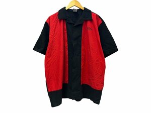HILTON (ヒルトン) 90s 00s 古着 半袖ボーリングシャツ 刺繍入り 赤×黒 レッド×ブラック XL メンズ（DESE）/025