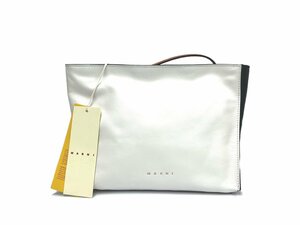 MARNI (マルニ) バイカラー クラッチバッグ レザー PHMO0030U0 P2644 ZO449 シルバー系 ホワイト ブラック レディース/025