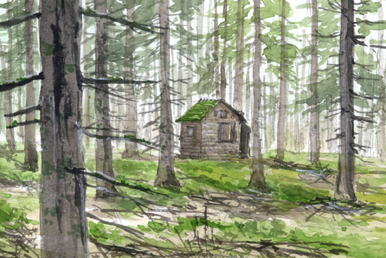 No. 8439 Jokkmokk Forest/Suède / Chihiro Tanaka (Aquarelle Quatre Saisons) / Livré avec un cadeau, Peinture, aquarelle, Nature, Peinture de paysage