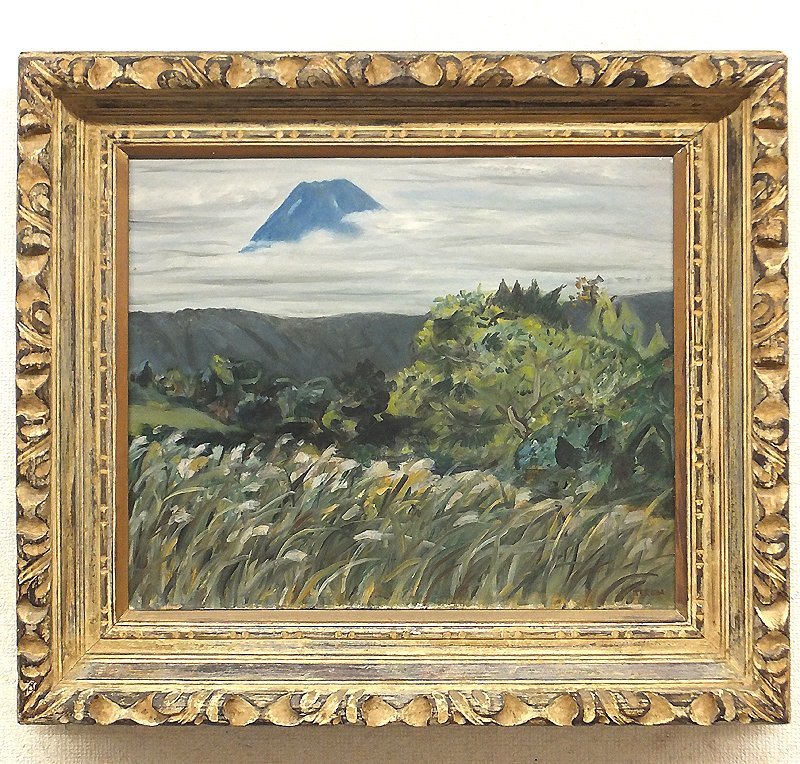 GLC】寺田竹雄 「富士山の見える風景」 油彩10号 芸術院会員 二科常務