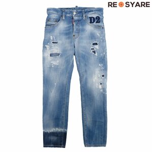 美品 ディースクエアード 2021SS S74LB0851 Skater Jean スケーター ダメージ リペア加工 ボタンフライ デニム パンツ 45734