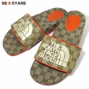  хорошая вещь GUCCI × THE NORTH FACE Gucci × North Face 2021-22SS 679947 GG парусина скользящий сандалии обувь 40 27cm 45401