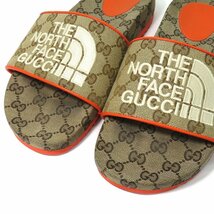 良品 GUCCI × THE NORTH FACE グッチ × ノースフェイス 2021-22SS 679947 GGキャンバス スライド サンダル　シューズ 40 27cm 45401_画像3