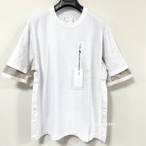 国内正規品 23SS 4サイズ （XL相当）極美品 sacai サカイ サイドスリット 異素材切り替えし 半袖 Tシャツ ホワイト 白 ブランドタグ_画像2