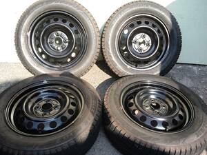 AQUAアクア純正スチールホイール 5.5J +39 175/65R15バリ山スタッドレスブリヂストンレボ ヴィッツフィールダーアクシオスパシオアレックス