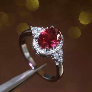 Новый 8,5 крупного зерна AAA CZ Ruby Diamond Ring Ring Silver Red Ruby Ring Diamond Gift Высококачественная бесплатная доставка высококачественная доставка