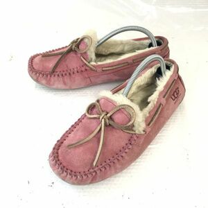 アグ/UGG★リボンモカシン/ボア/スリッポン【5/22.0/ピンク/PINK】レディース/Shoes/moccasin◆Q-336