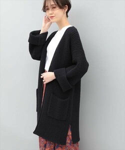  new goods * Adam et Rope ADAM ET ROPE ground pattern low gauge knitted gown. free size. navy 