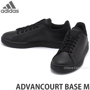 【adidas（アディダス）・ADVANCOURT BASE（アドバンコートベース）】スニーカー／22.0cm／黒／コアブラック／レザー風素材