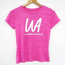 アンダーアーマー 半袖Tシャツ ロゴT ヒートギア ルーズ トップス レディース SMサイズ ピンク UNDER ARMOUR_画像1